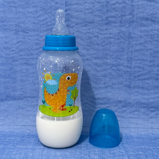 Blue Dinosaur Reborn Fake Milk Bottle 10oz