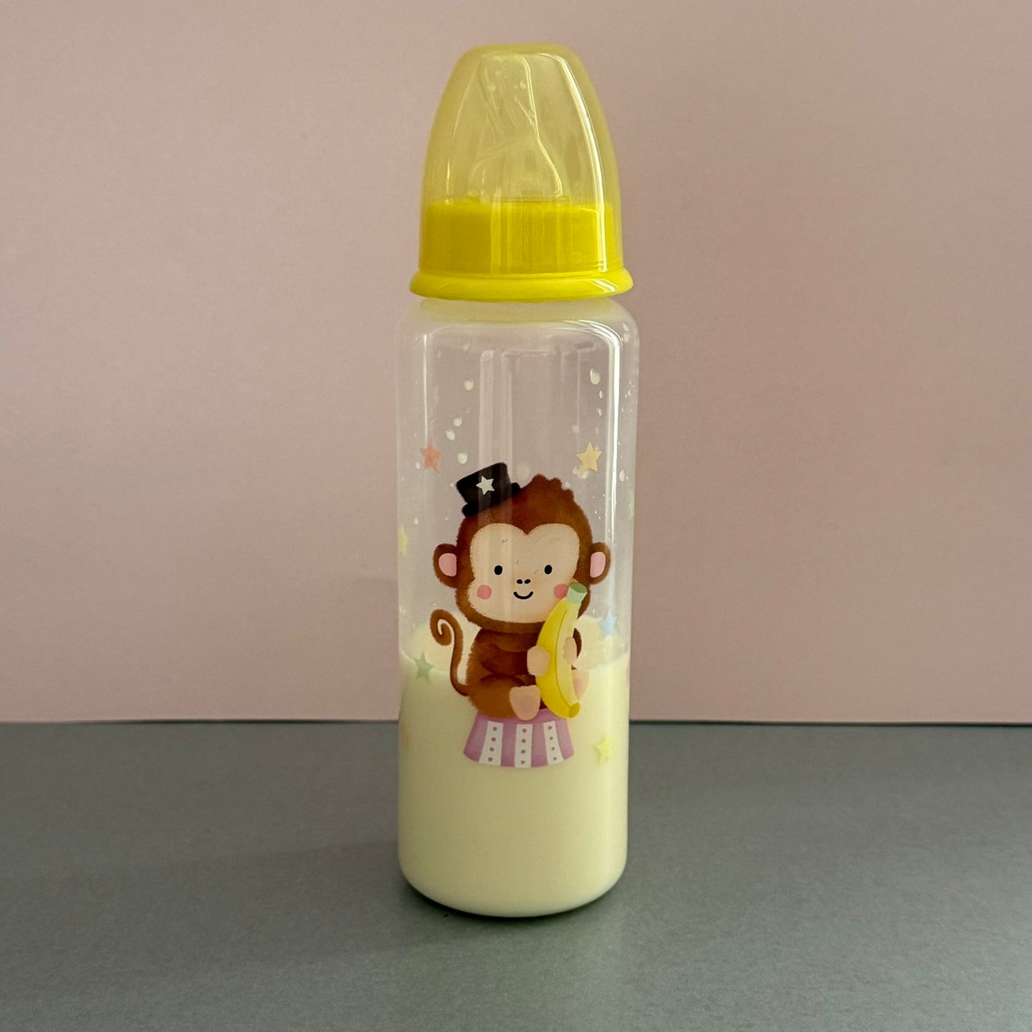 Yellow Monkey Reborn Fake Milk Bottle 9oz