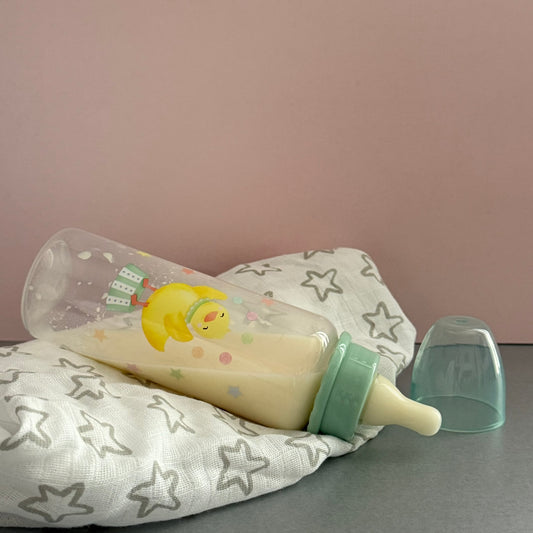 Green Chick Reborn Fake Milk Bottle 9oz