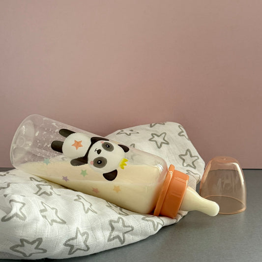 Peach Panda Reborn Fake Milk Bottle 9oz