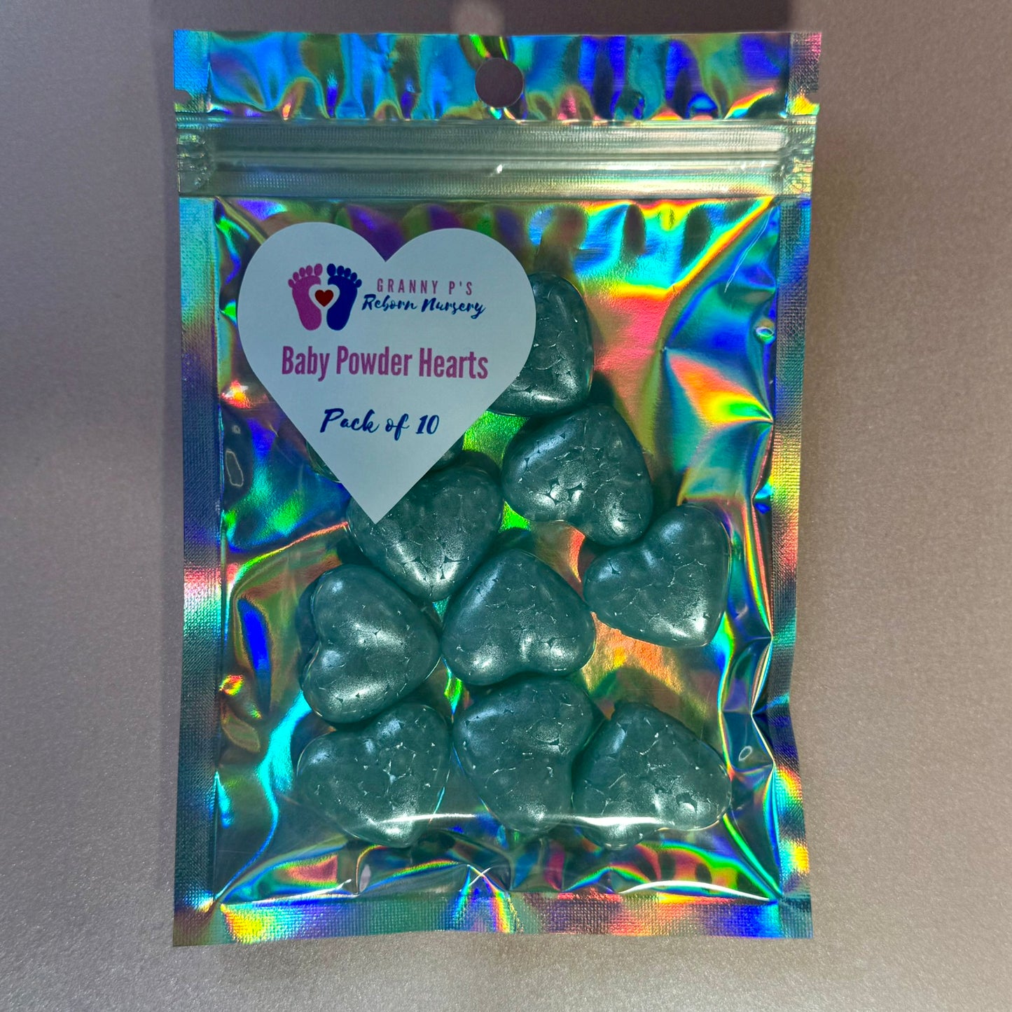 Baby Powder Hearts - Blue pack of 10