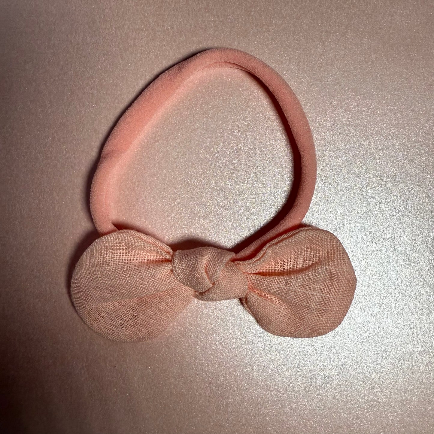 Light Pink Linen Knotted Bow Baby Headband