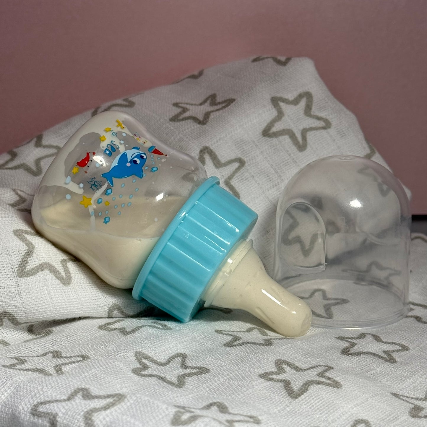 Blue Shark Printed Reborn Fake Milk Bottle 50ml