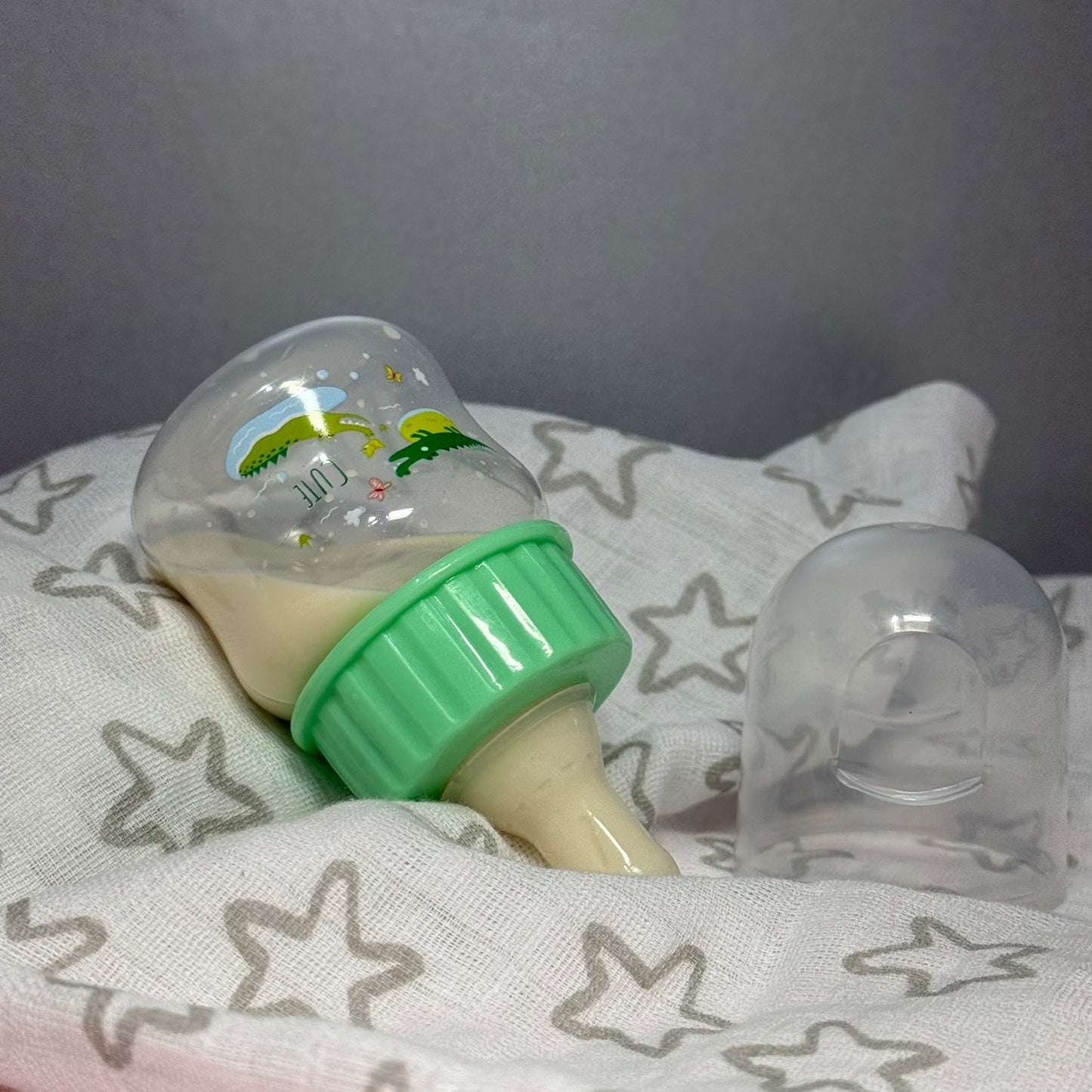 Green Crocodile Printed Reborn Fake Milk Bottle 50ml