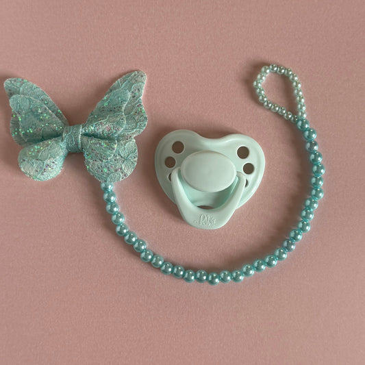 Newborn Crystal Breeze HoneyBug Reborn Magnetic Dummy / Pacifier & Beaded Clip