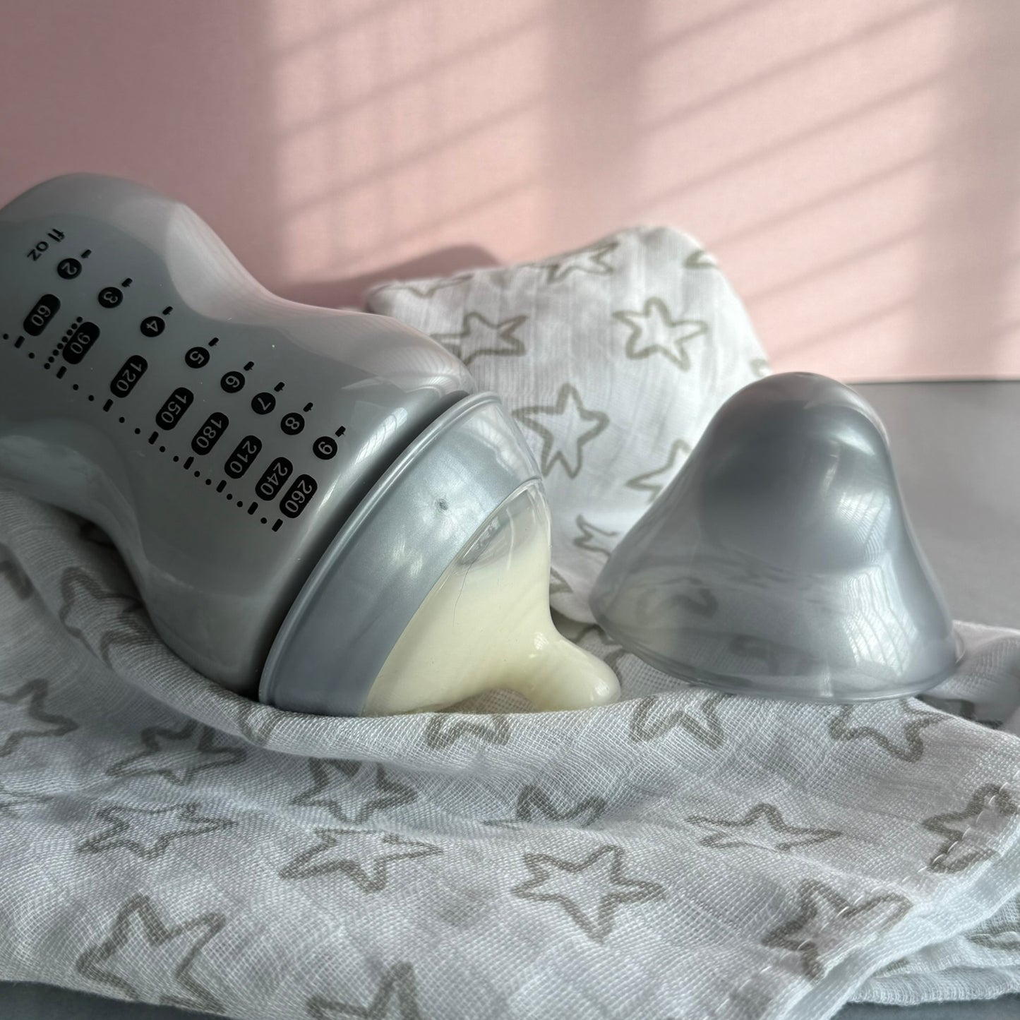 Tommee Tippee Silver Stars Reborn Fake Milk Bottle 9oz