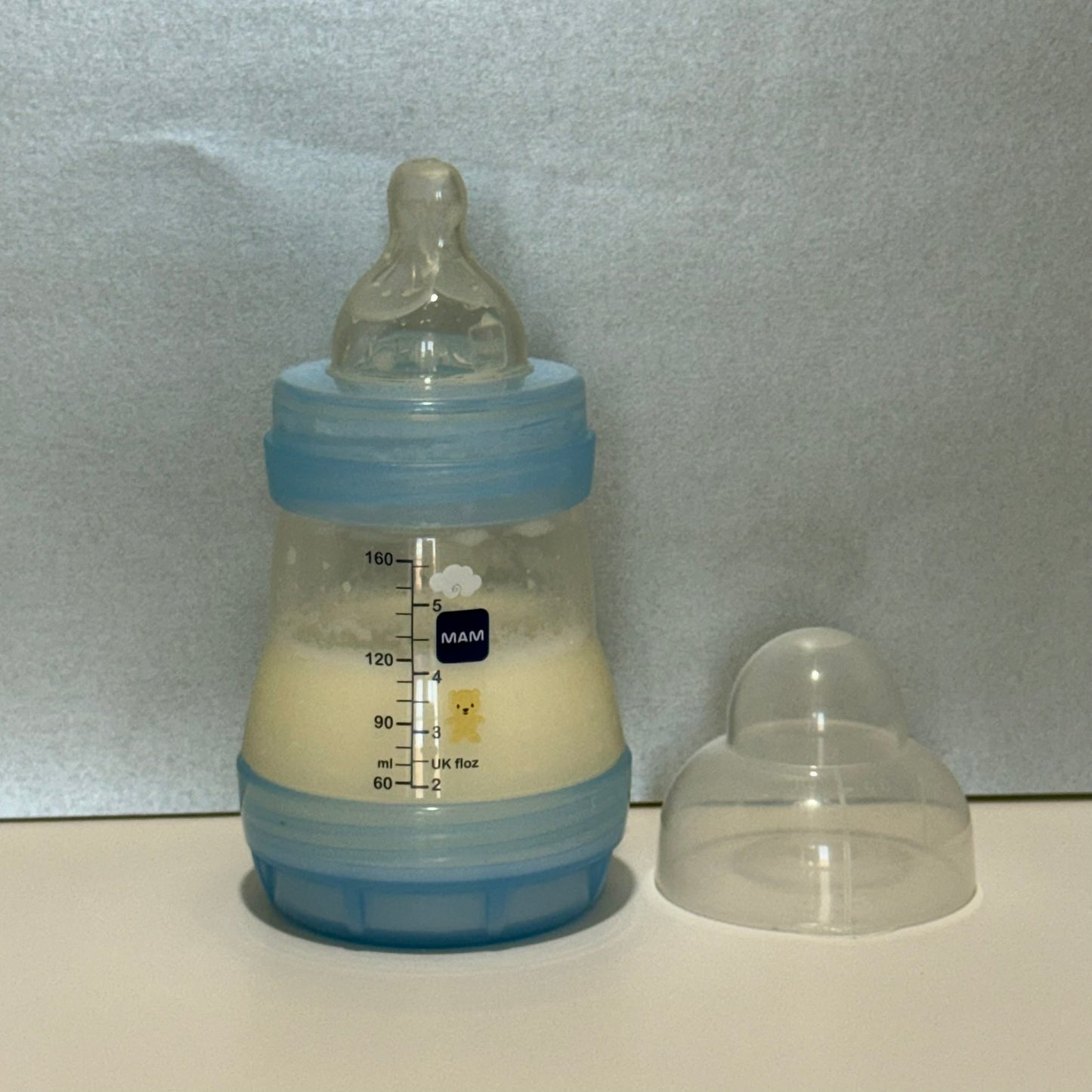 MAM Transparent Blue Bear Reborn Fake Milk Bottle 5oz