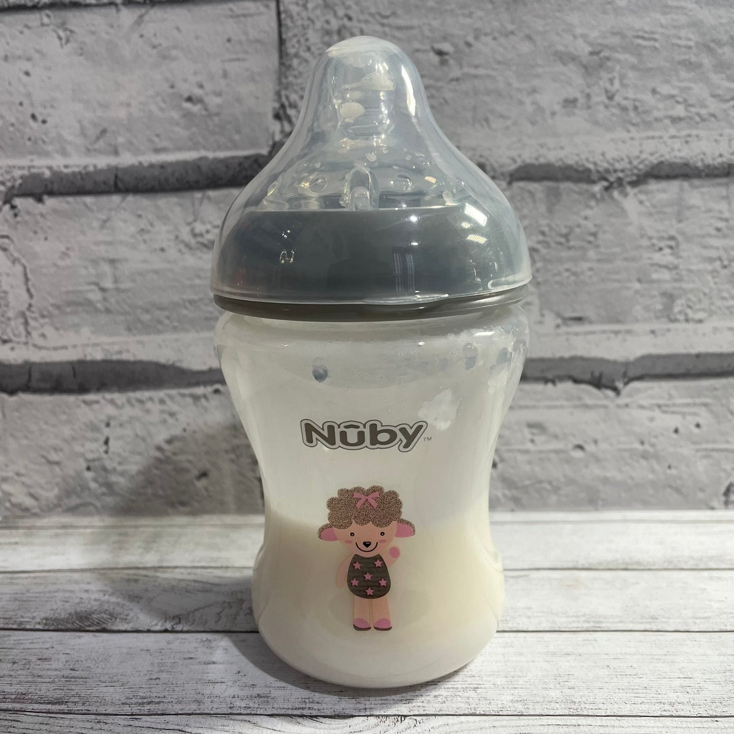 Nuby Grey Sheep Reborn Fake Milk Bottle 9oz