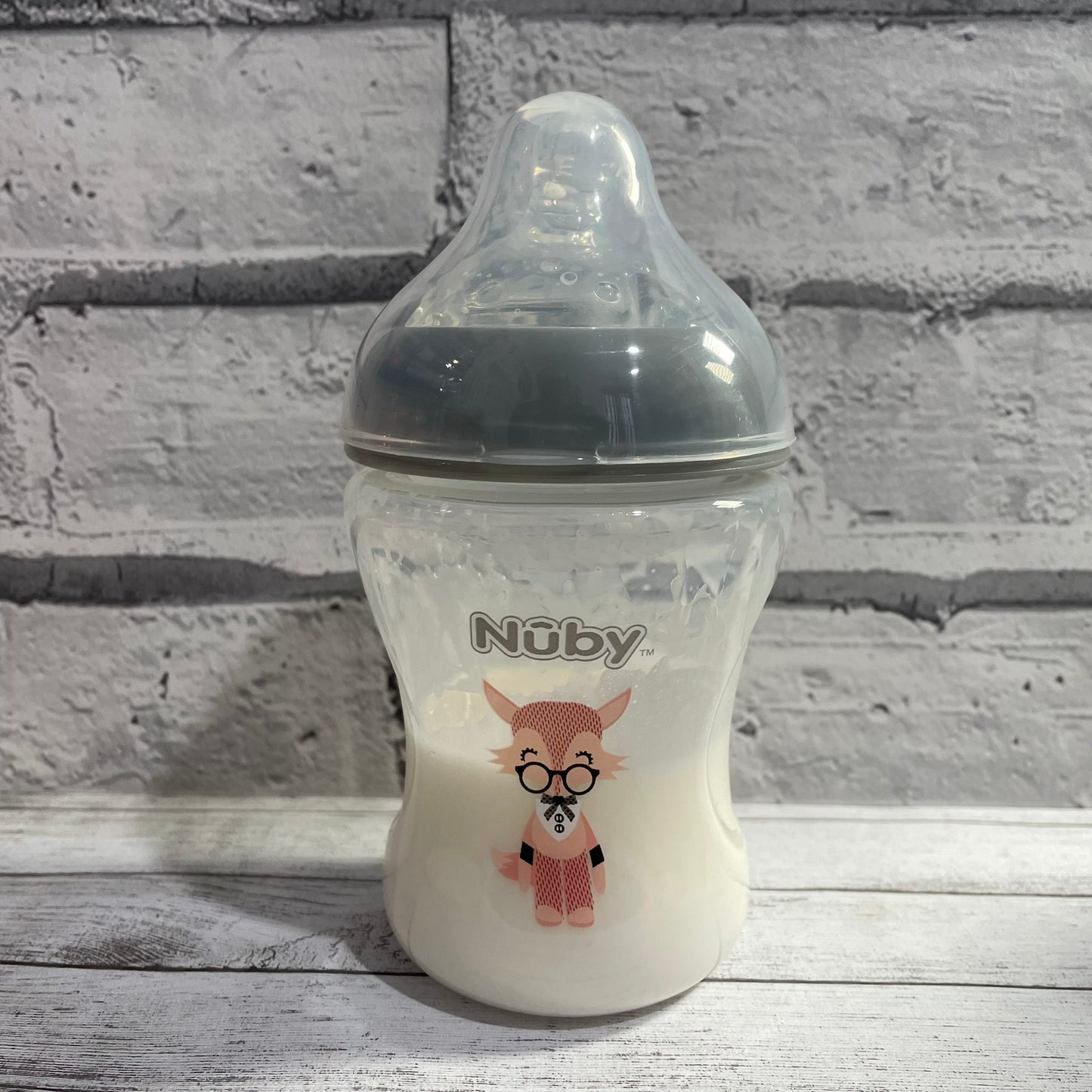 Nuby Grey Fox Reborn Fake Milk Bottle 9oz