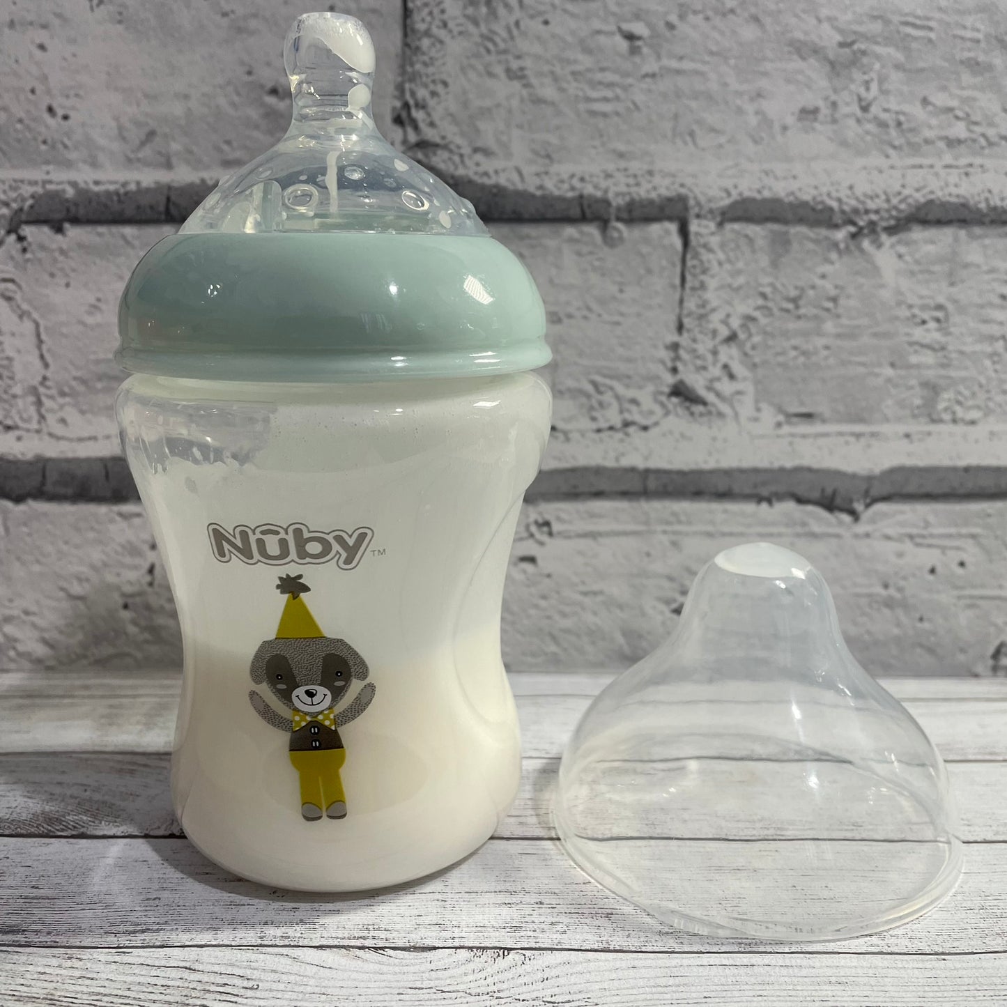 Nuby Pale Blue Dog Reborn Fake Milk Bottle 9oz