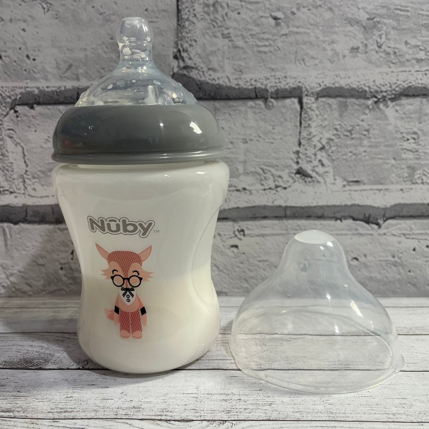 Nuby Grey Fox Reborn Fake Milk Bottle 9oz