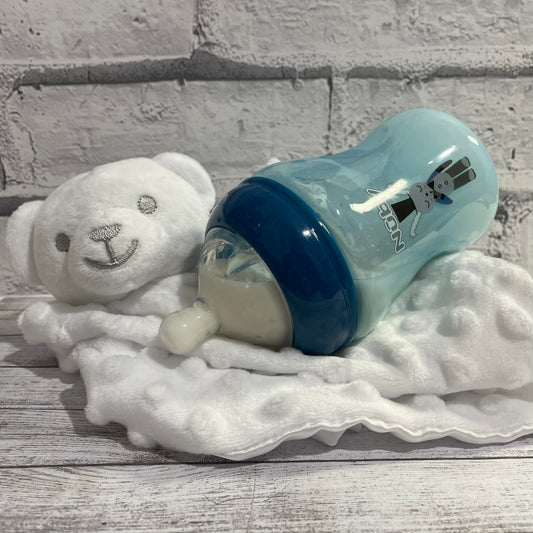 Nuby Blue Rabbit Reborn Fake Milk Bottle 9oz