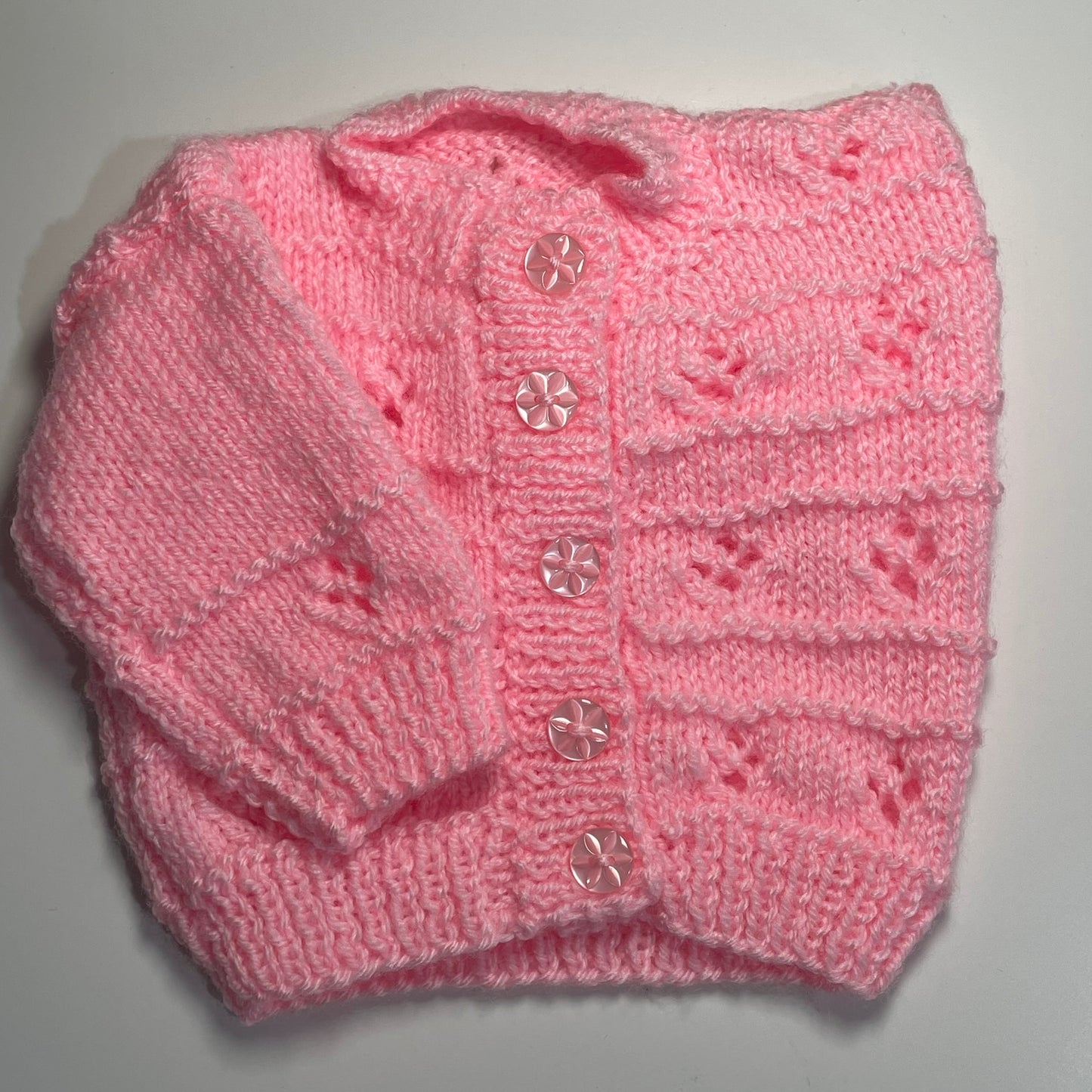 Small Newborn Pink Hand Knitted Cardigan