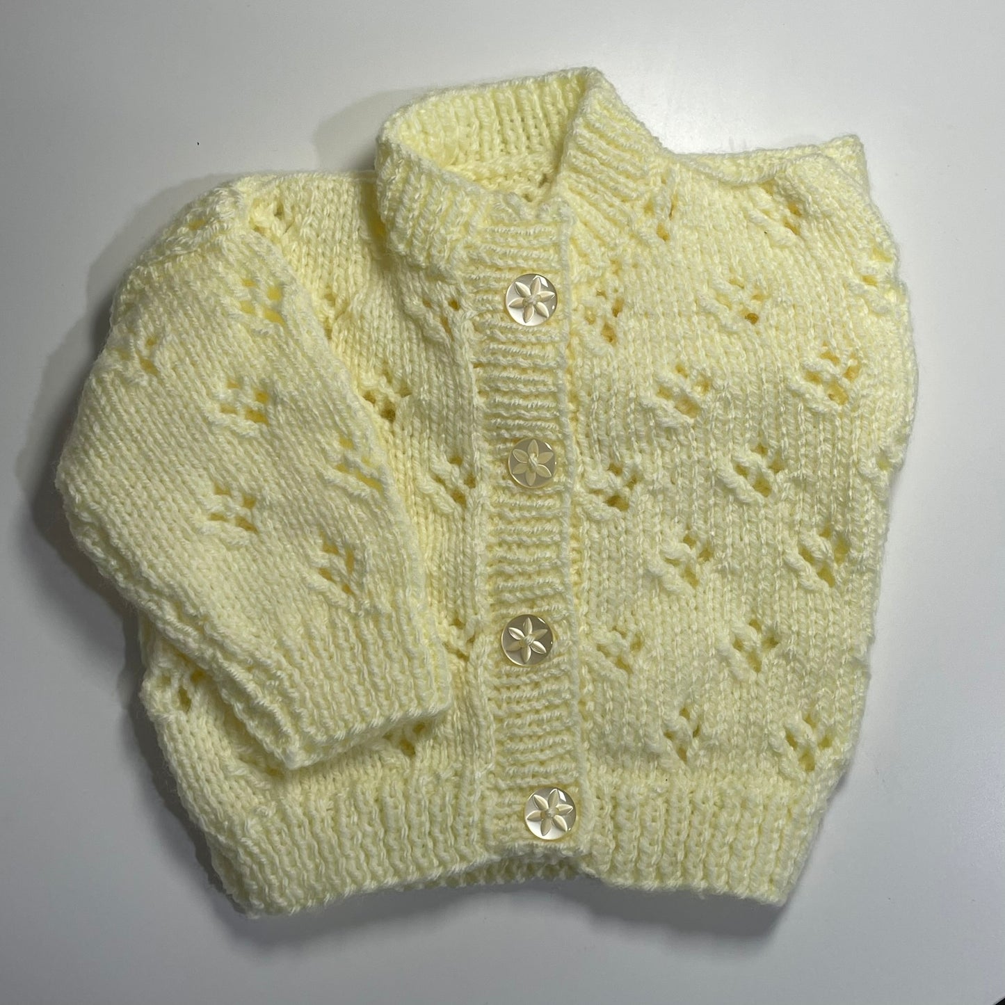 Small Newborn Lemon Hand Knitted Cardigan
