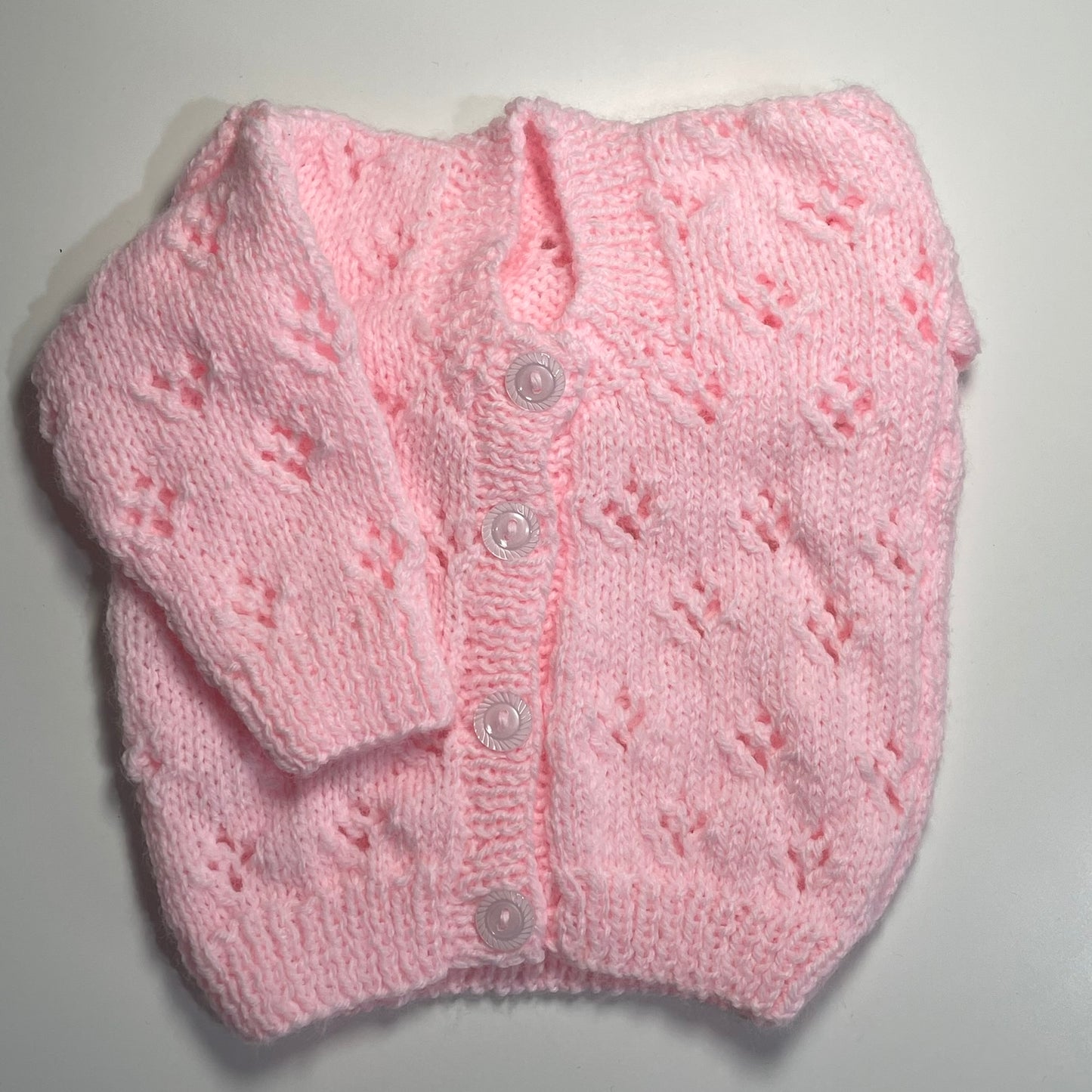 Small Newborn Pale Pink Hand Knitted Cardigan