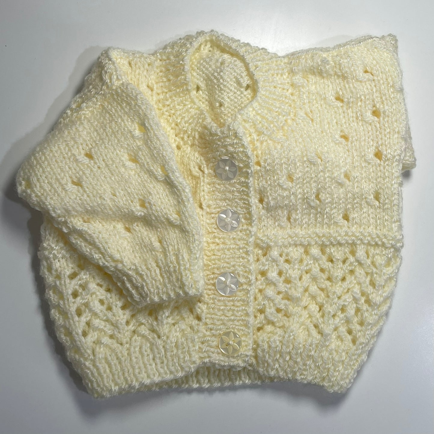 Small Newborn Lemon Hand Knitted Cardigan