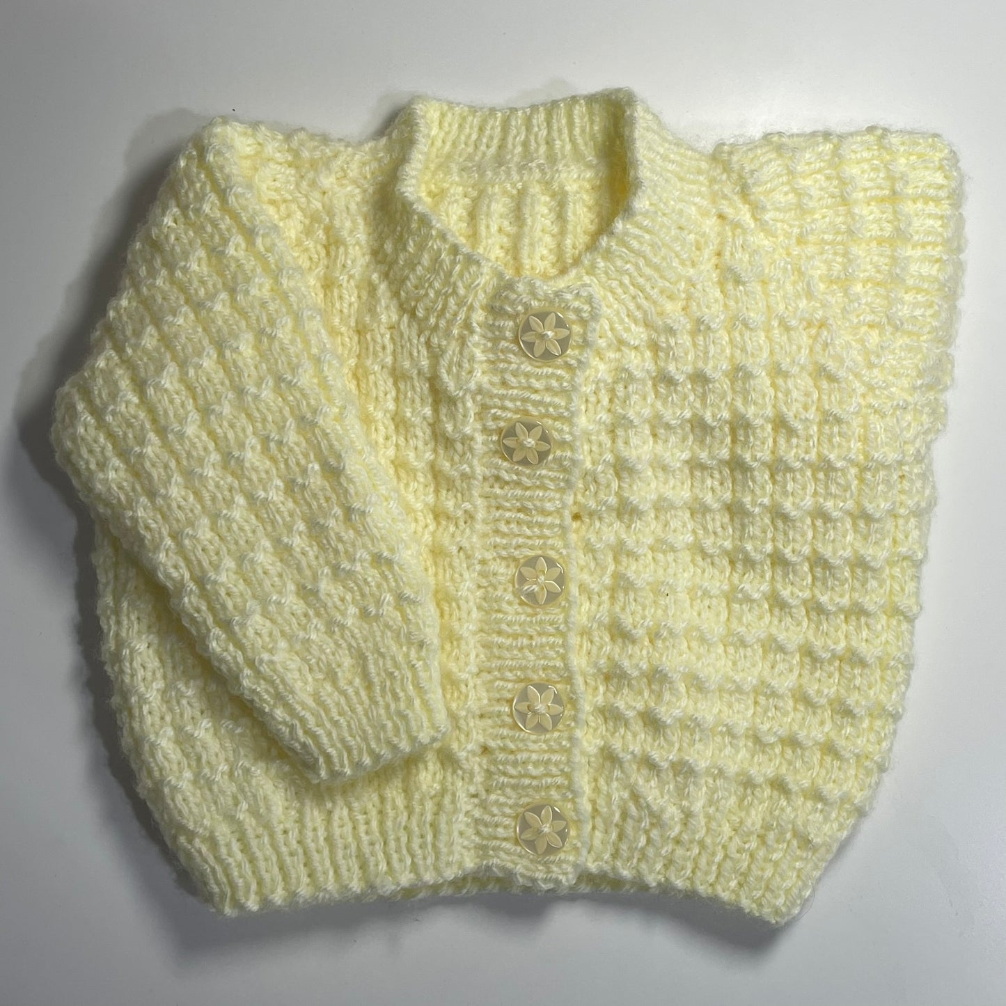 Small Newborn Lemon Hand Knitted Cardigan