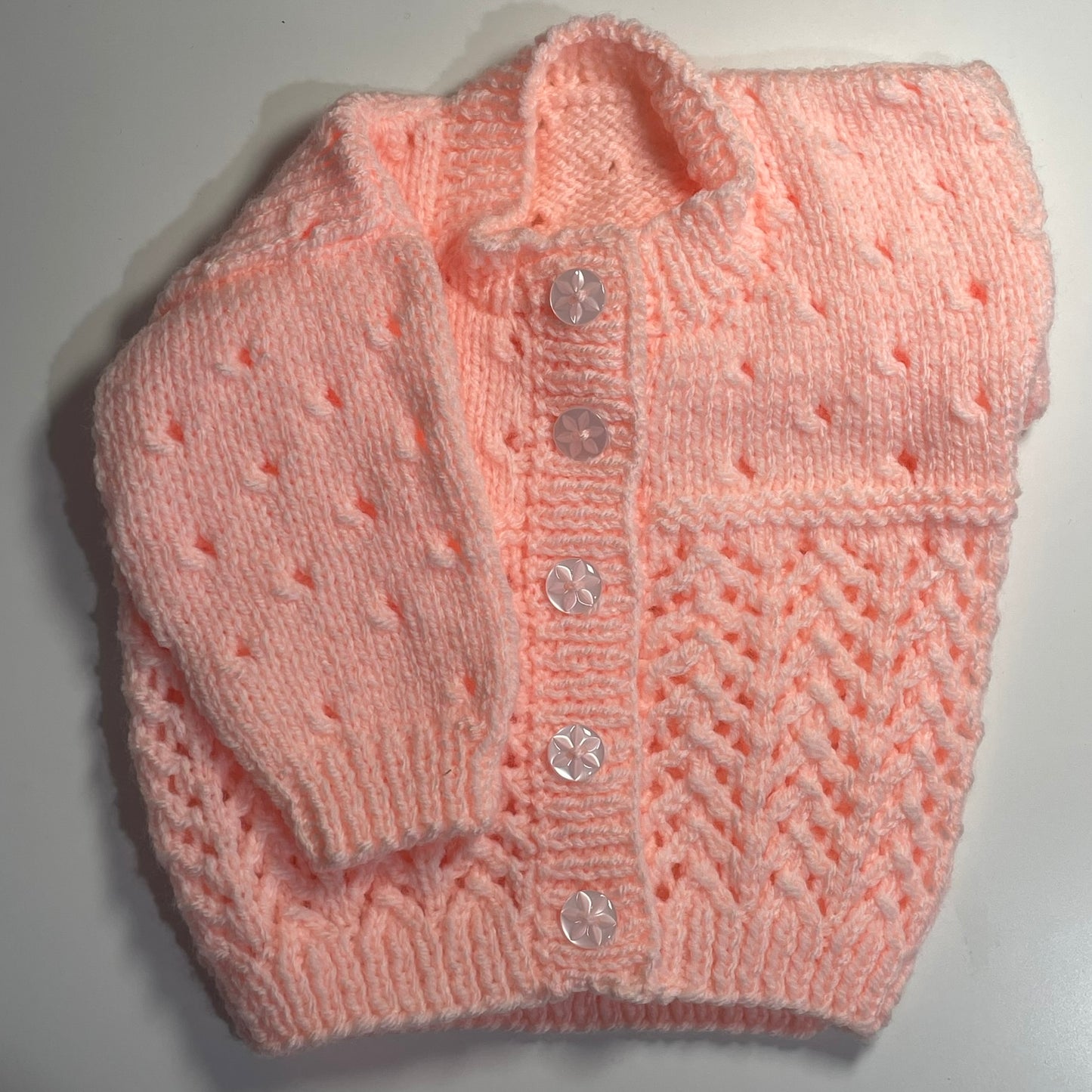 Newborn Peach Hand Knitted Cardigan