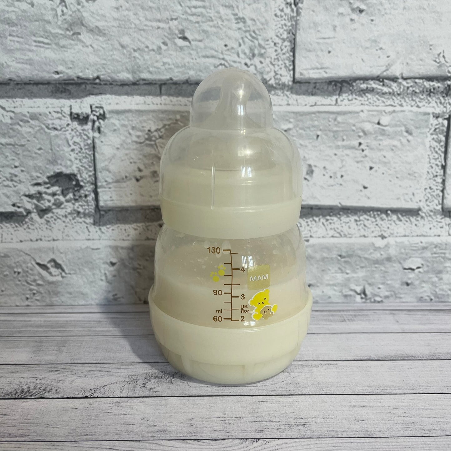 MAM White Teddy Bear Reborn Fake Milk Bottle 4oz