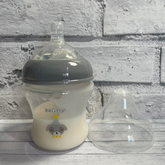 Nuby Grey Dog Reborn Fake Milk Bottle 6oz