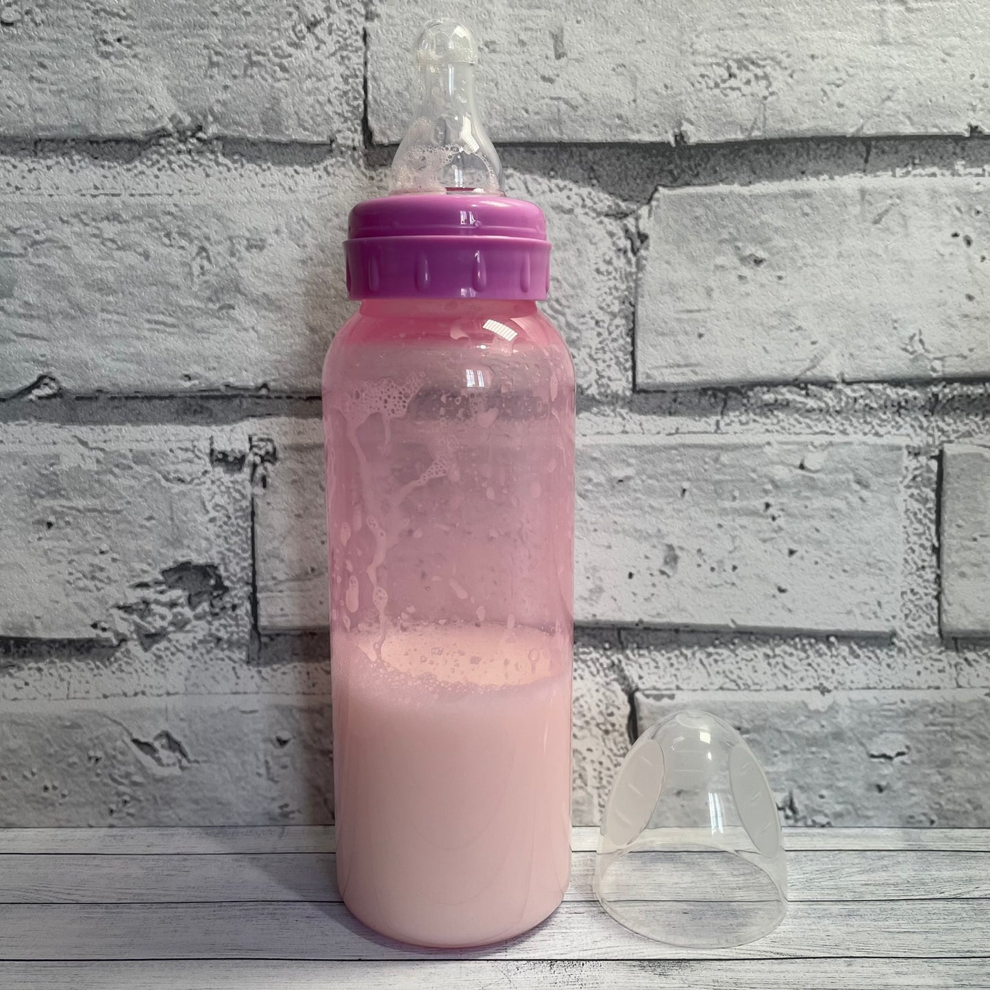 Tall Pink Reborn Fake Milk Bottle 9oz