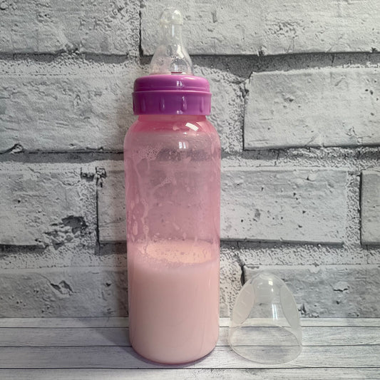 Tall Pink Reborn Fake Milk Bottle 9oz