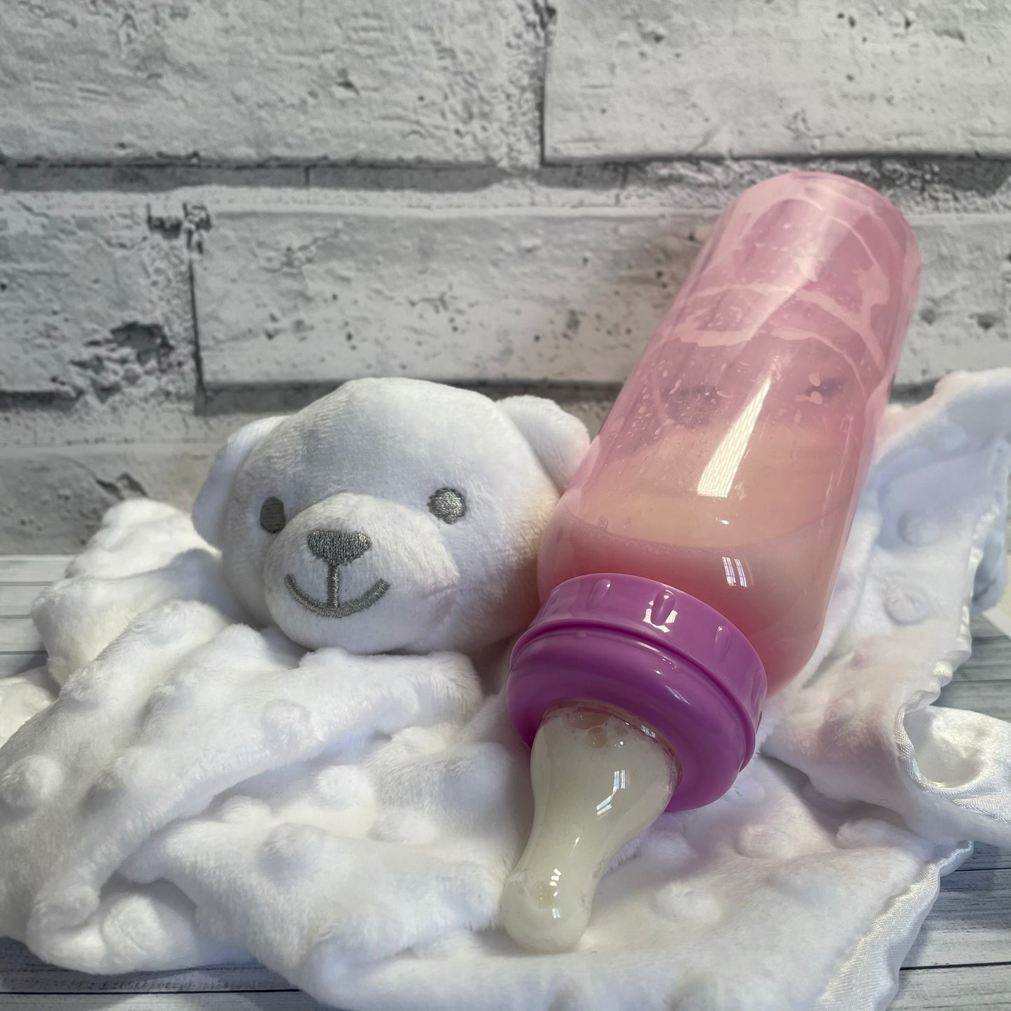 Tall Pink Reborn Fake Milk Bottle 9oz