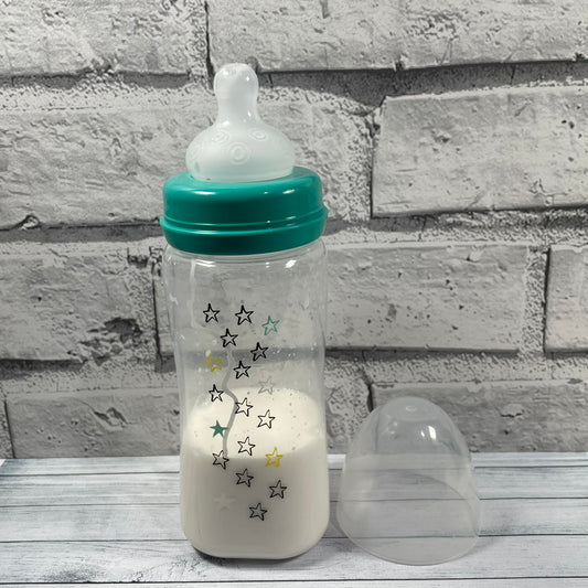 Green Stars Reborn Fake Milk Bottle 9oz