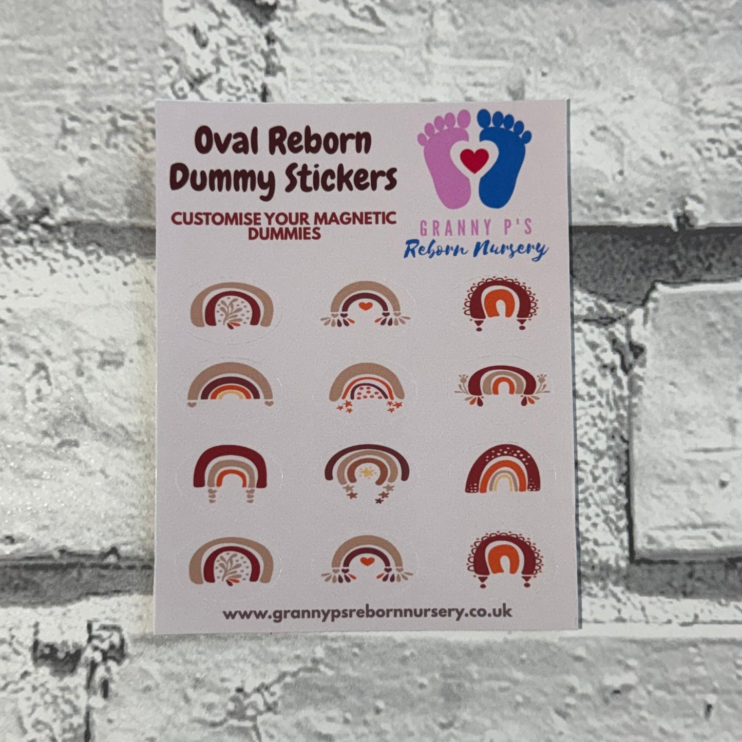 Boho Rainbow Oval Reborn Magnetic Dummy Stickers