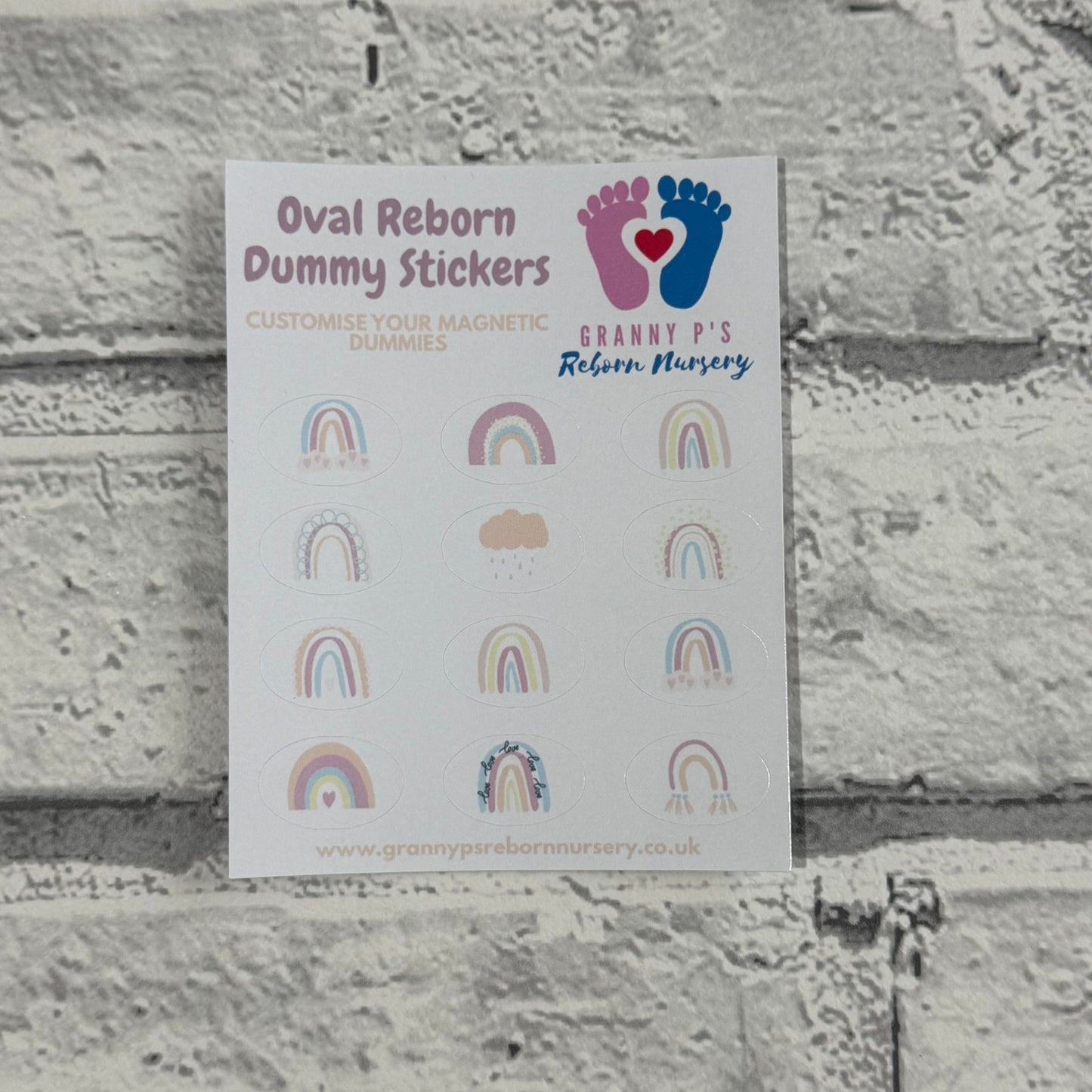 Pastel Rainbow Oval Reborn Magnetic Dummy Stickers