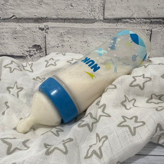 NUK Blue Aeroplane Reborn Fake Milk Bottle 8oz