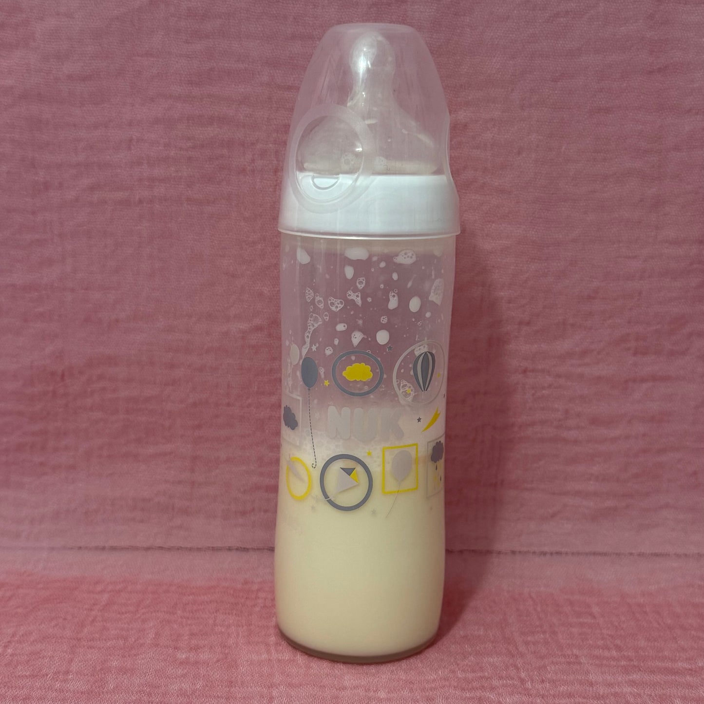 NUK White Balloons Reborn Fake Milk Bottle 8oz