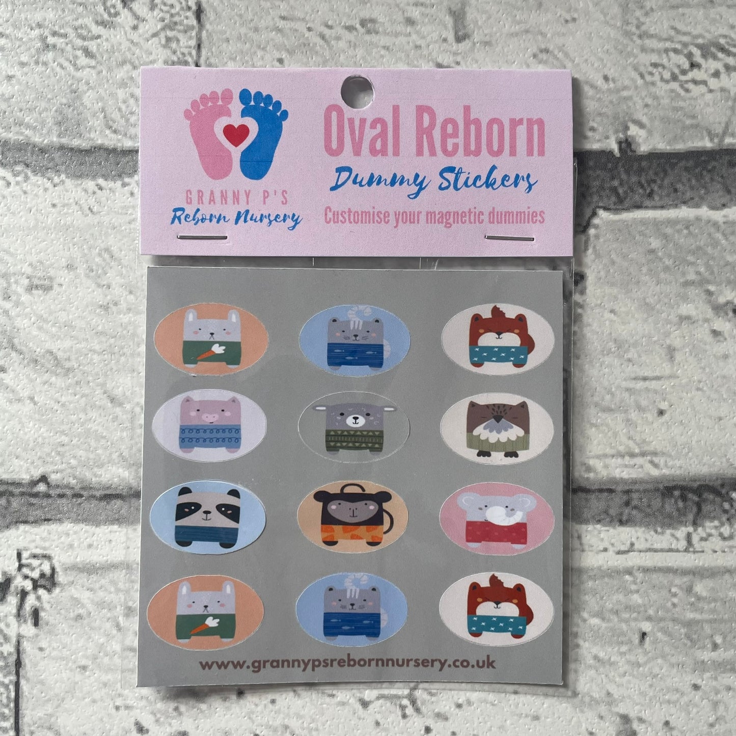 Baby Animals Oval Reborn Magnetic Dummy Stickers