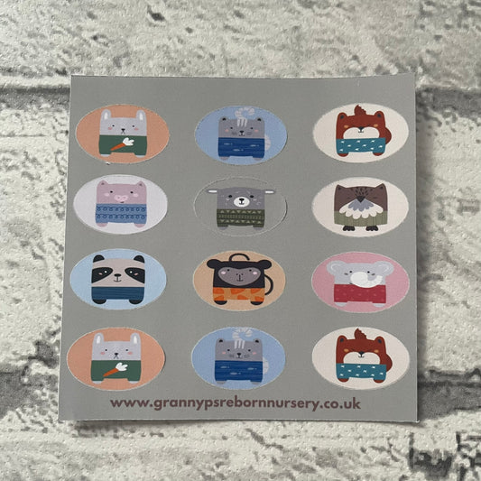 Baby Animals Oval Reborn Magnetic Dummy Stickers