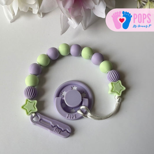 POPS Dummy Clip - Lilac & Mint Stars & Lanterns - Can be personalised