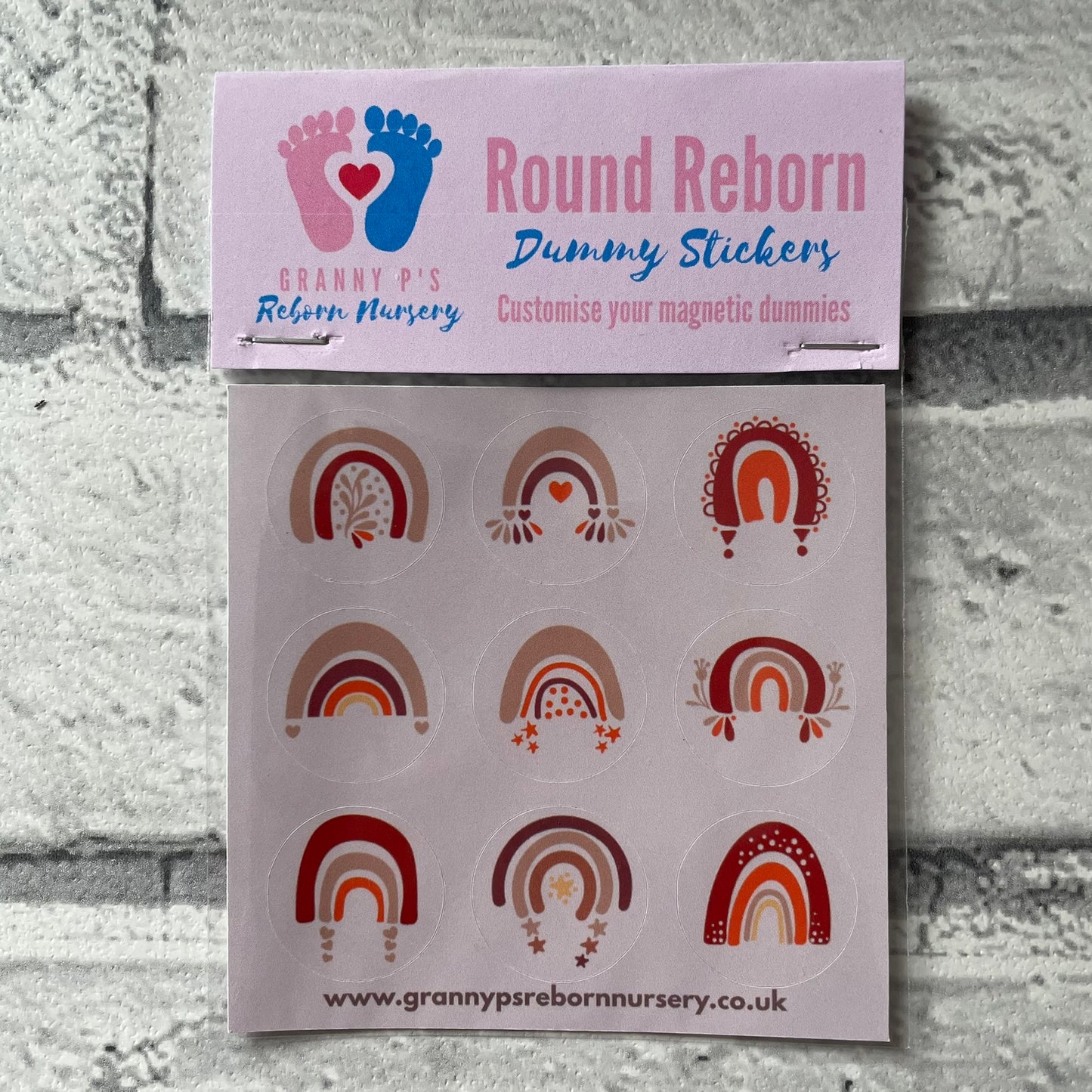 Boho Rainbow Round Reborn Magnetic Dummy Stickers