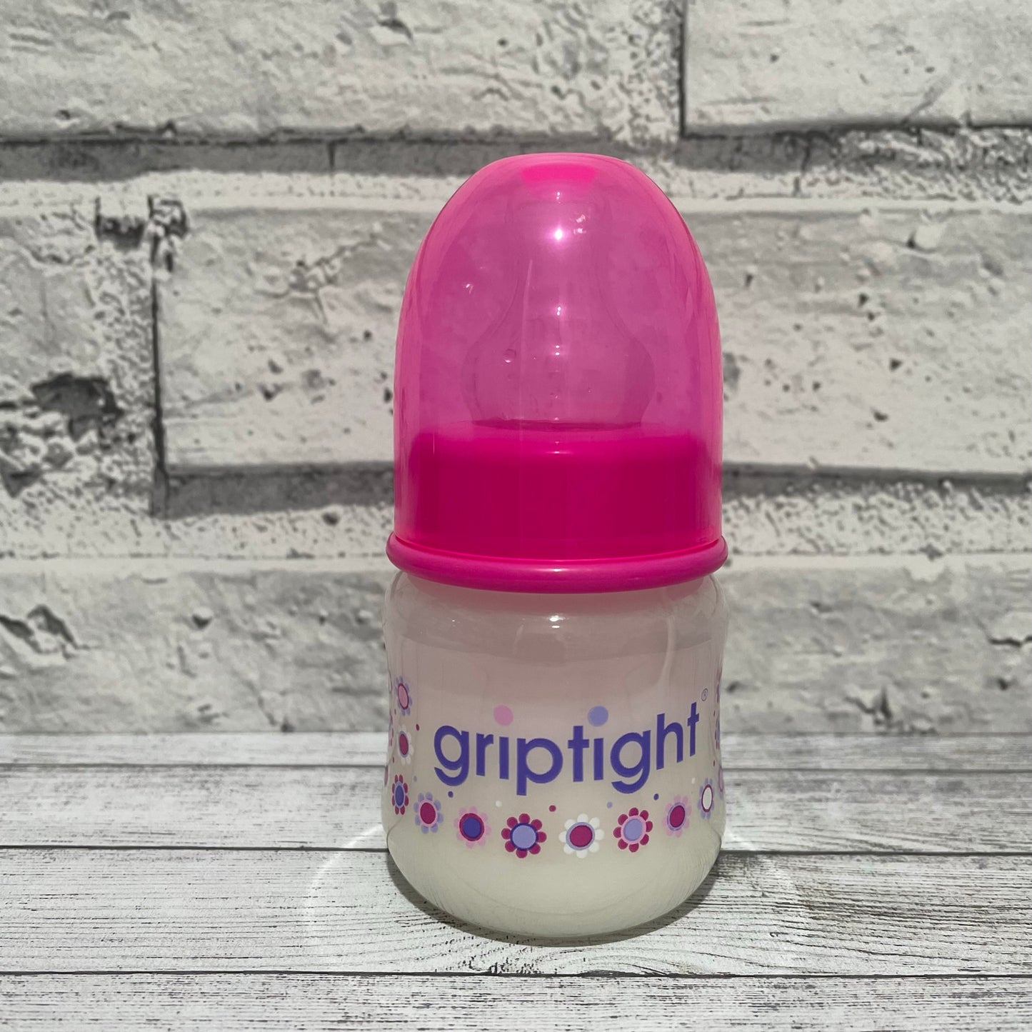 Griptight Pink Flowers Reborn Fake Milk Bottle 2oz