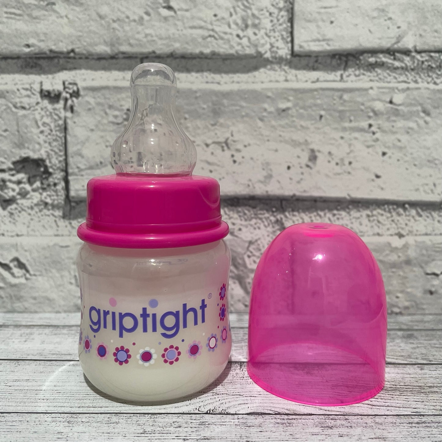 Griptight Pink Flowers Reborn Fake Milk Bottle 2oz