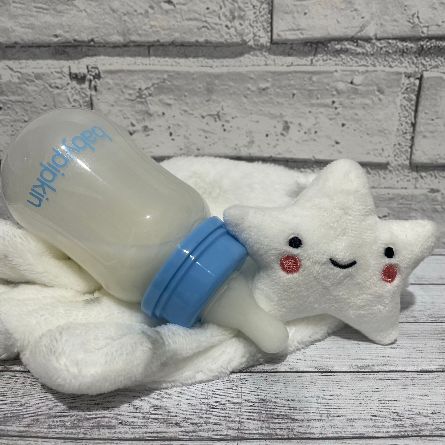 Babypipkin Blue Reborn Fake Milk Bottle 5oz