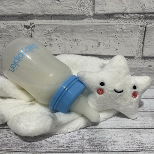 Babypipkin Blue Reborn Fake Milk Bottle 5oz