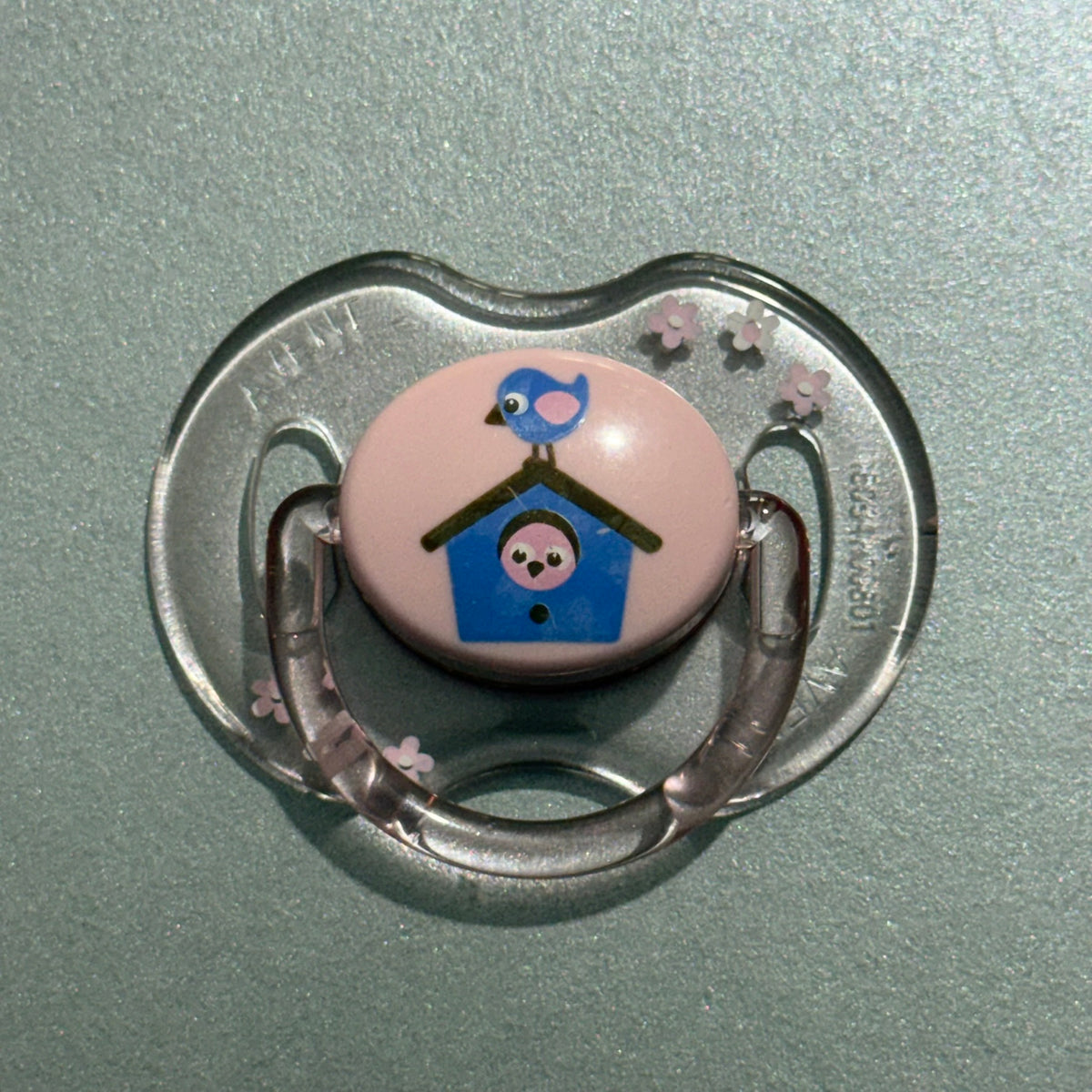Avent Transparent Pink Bird House Reborn Magnetic Dummy - self fit magnet
