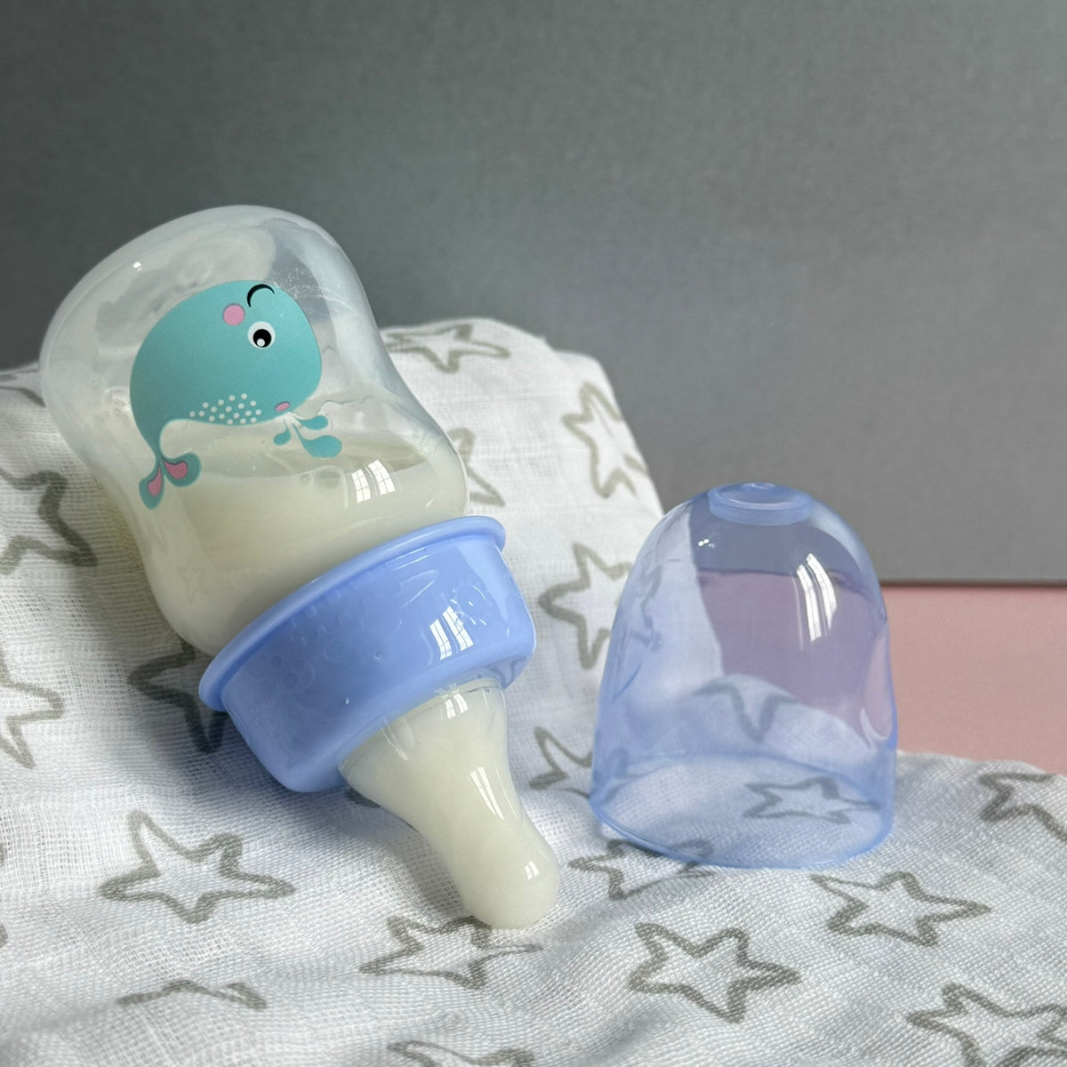 Blue Whale Printed Reborn Fake Milk Bottle 60ml