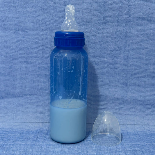 Tall Blue Reborn Fake Milk Bottle 9oz