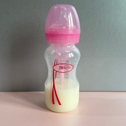 Dr Browns Pink Reborn Fake Milk Bottle 9oz