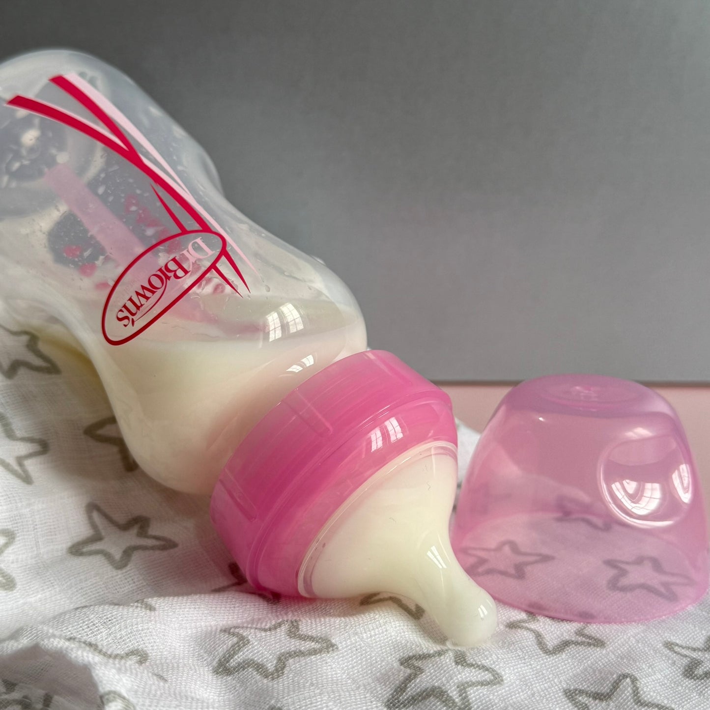 Dr Browns Pink Reborn Fake Milk Bottle 9oz