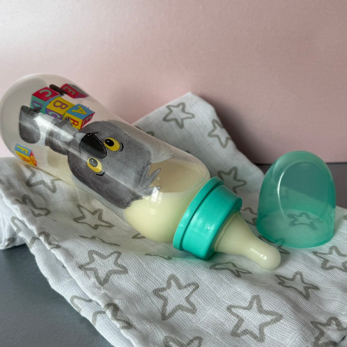 Green Koala Reborn Fake Milk Bottle 9oz