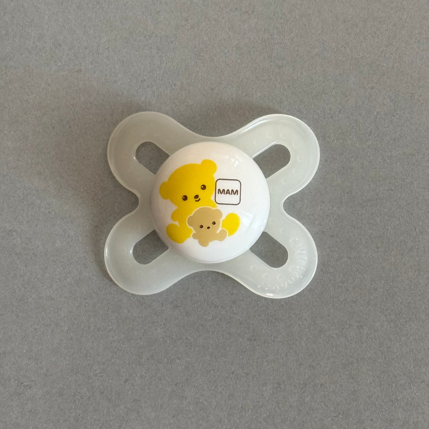 MAM Clear White Teddy Reborn Magnetic Dummy - self fit magnet