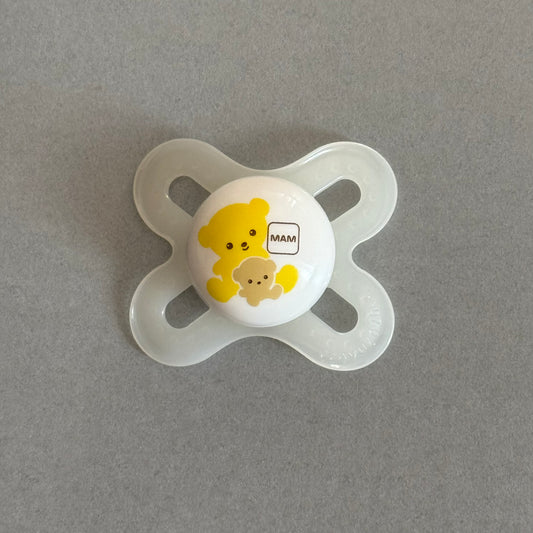 MAM Clear White Teddy Reborn Magnetic Dummy - self fit magnet