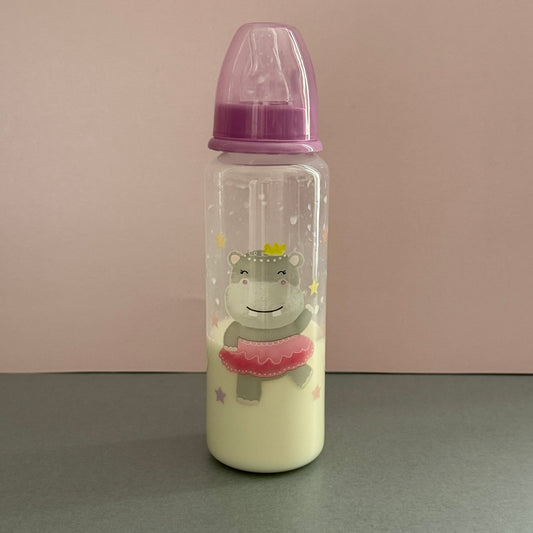 Lilac Hippo Reborn Fake Milk Bottle 9oz