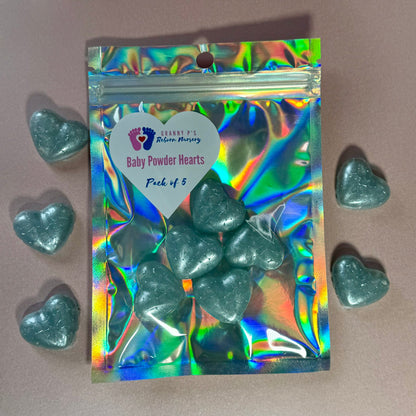 Baby Powder Hearts - Blue pack of 5
